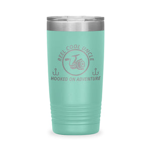 Reel Cool Uncle - Polar Camel 20oz engraved tumbler, front view, Teal