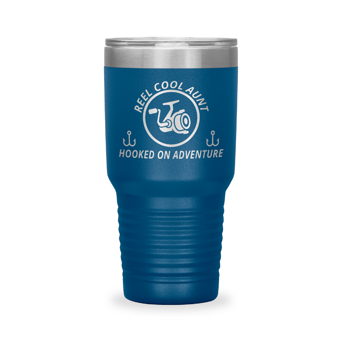 Reel Cool Aunt - Polar Camel 30oz engraved tumbler, front view, Blue