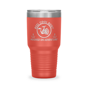 Reel Cool Aunt - Polar Camel 30oz engraved tumbler, front view, Coral
