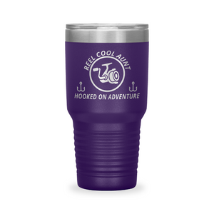 Reel Cool Aunt - Polar Camel 30oz engraved tumbler, front view, Purple