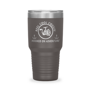 Reel Cool Cousin - Polar Camel 30oz engraved tumbler, front view, Pewter
