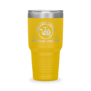 Reel Cool Cousin - Polar Camel 30oz engraved tumbler, front view, Yellow