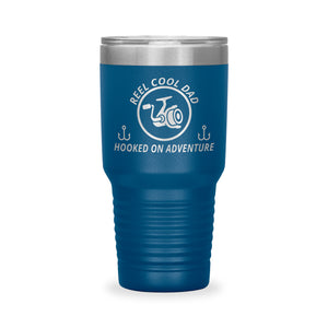 Reel Cool Dad - Polar Camel 30oz engraved tumbler, front view, Blue
