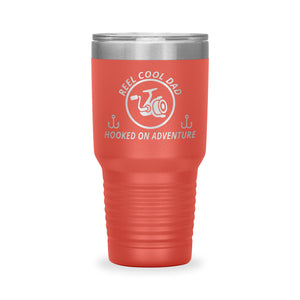 Reel Cool Dad - Polar Camel 30oz engraved tumbler, front view, Coral