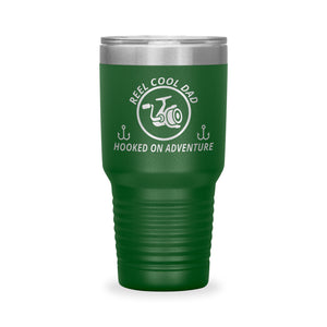 Reel Cool Dad - Polar Camel 30oz engraved tumbler, front view, Green