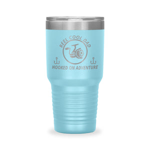 Reel Cool Dad - Polar Camel 30oz engraved tumbler, front view, Light Blue