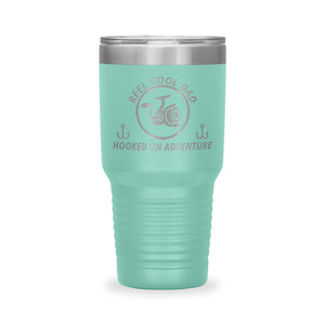 Reel Cool Dad - Polar Camel 30oz engraved tumbler, front view, Teal