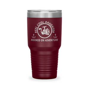 Reel Cool Daughter - Polar Camel 30oz engraved tumbler, front view, Maroon