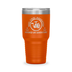 Reel Cool Daughter - Polar Camel 30oz engraved tumbler, front view, Orange