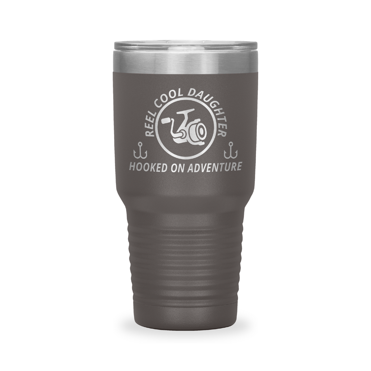 Reel Cool Daughter - Polar Camel 30oz engraved tumbler, front view, Pewter