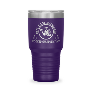 Reel Cool Daughter - Polar Camel 30oz engraved tumbler, front view, Purple