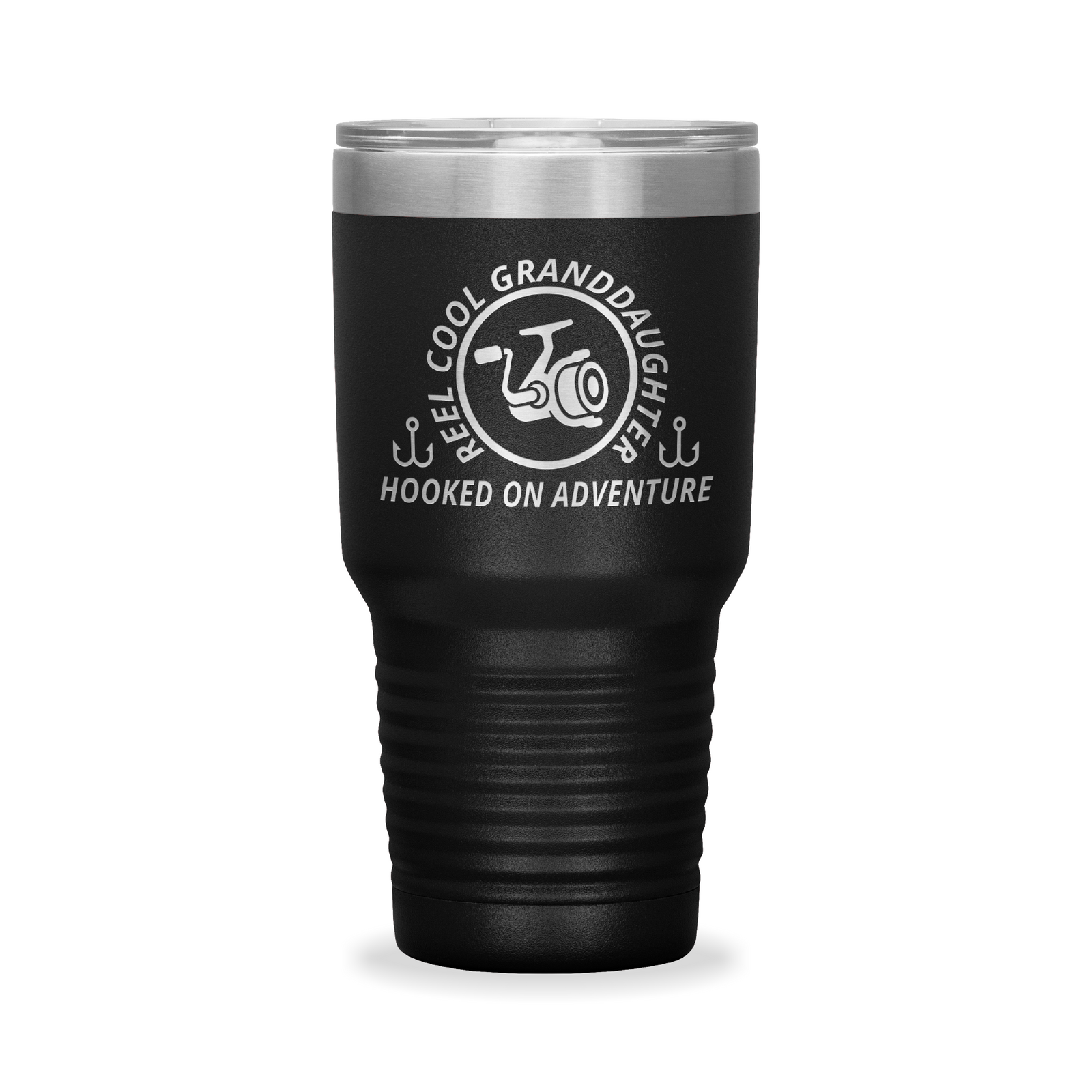 Reel Cool Granddaughter - Polar Camel 30oz engraved tumbler, front view, Black