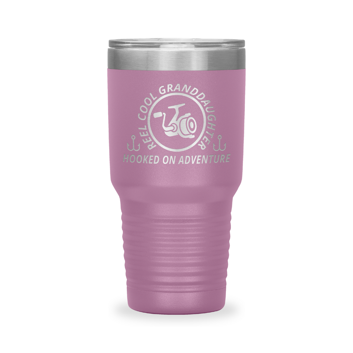 Reel Cool Granddaughter - Polar Camel 30oz engraved tumbler, front view, Light Purple