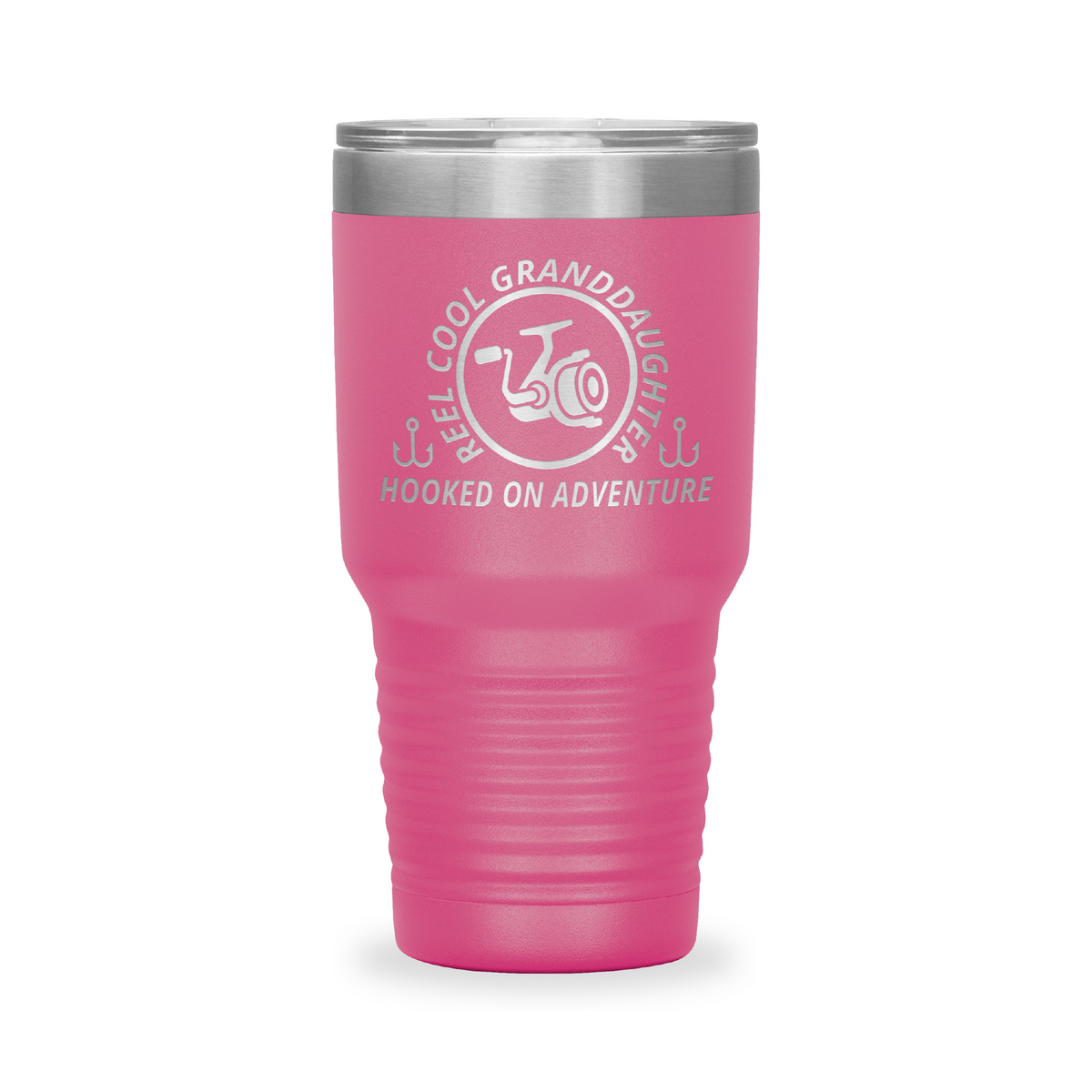 Reel Cool Granddaughter - Polar Camel 30oz engraved tumbler, front view, Pink