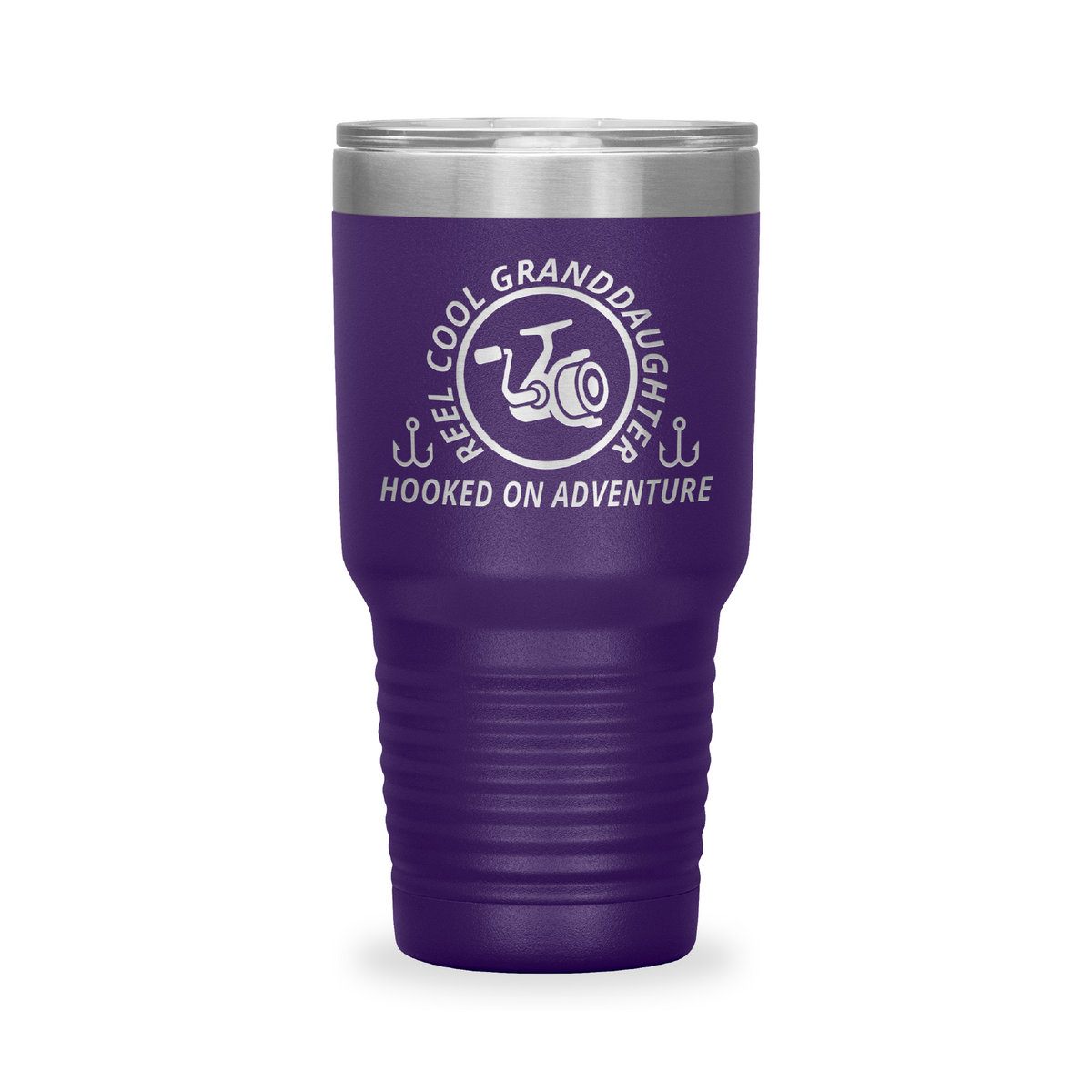 Reel Cool Granddaughter - Polar Camel 30oz engraved tumbler, front view, Purple