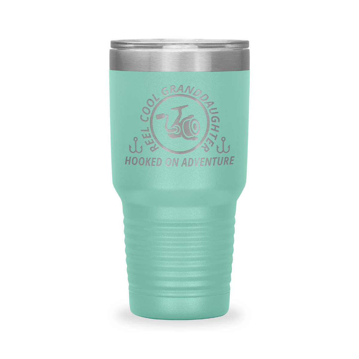 Reel Cool Granddaughter - Polar Camel 30oz engraved tumbler, front view, Teal
