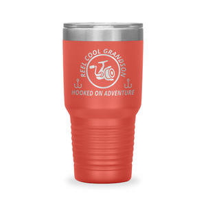 Reel Cool Grandson - Polar Camel 30oz engraved tumbler, front view, Coral
