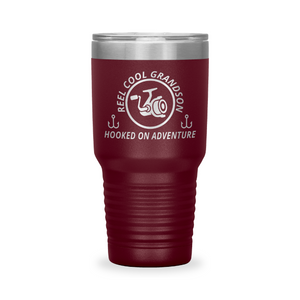Reel Cool Grandson - Polar Camel 30oz engraved tumbler, front view, Maroon