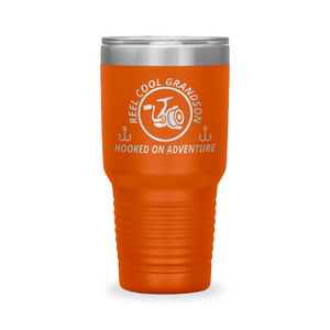 Reel Cool Grandson - Polar Camel 30oz engraved tumbler, front view, Orange