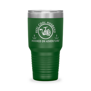 Reel Cool Husband - Polar Camel 30oz engraved tumbler, front view, Green