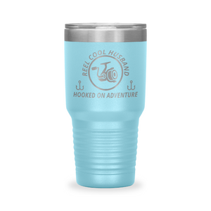 Reel Cool Husband - Polar Camel 30oz engraved tumbler, front view, Light Blue