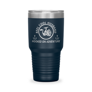 Reel Cool Husband - Polar Camel 30oz engraved tumbler, front view, Navy