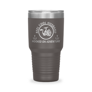 Reel Cool Husband - Polar Camel 30oz engraved tumbler, front view, Pewter