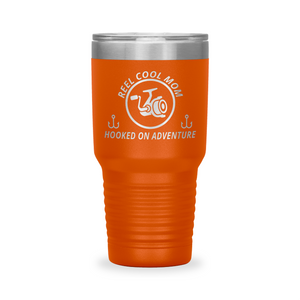 Reel Cool Mom - Polar Camel 30oz engraved tumbler, front view, Orange