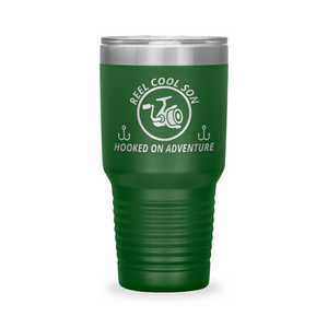 Reel Cool Son - Polar Camel 30oz engraved tumbler, front view, Green