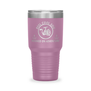 Reel Cool Son - Polar Camel 30oz engraved tumbler, front view, Light Purple