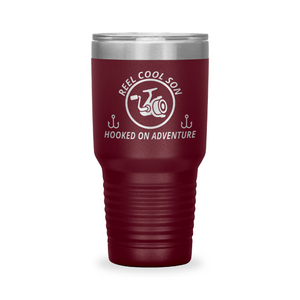 Reel Cool Son - Polar Camel 30oz engraved tumbler, front view, Maroon