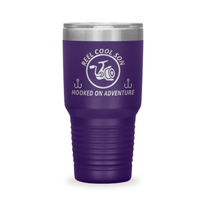 Reel Cool Son - Polar Camel 30oz engraved tumbler, front view, Purple