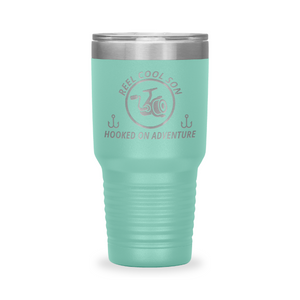 Reel Cool Son - Polar Camel 30oz engraved tumbler, front view, Teal