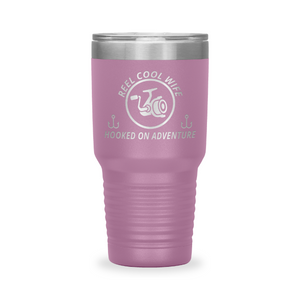 Reel Cool Wife - Polar Camel 30oz engraved tumbler, front view, Light Purple