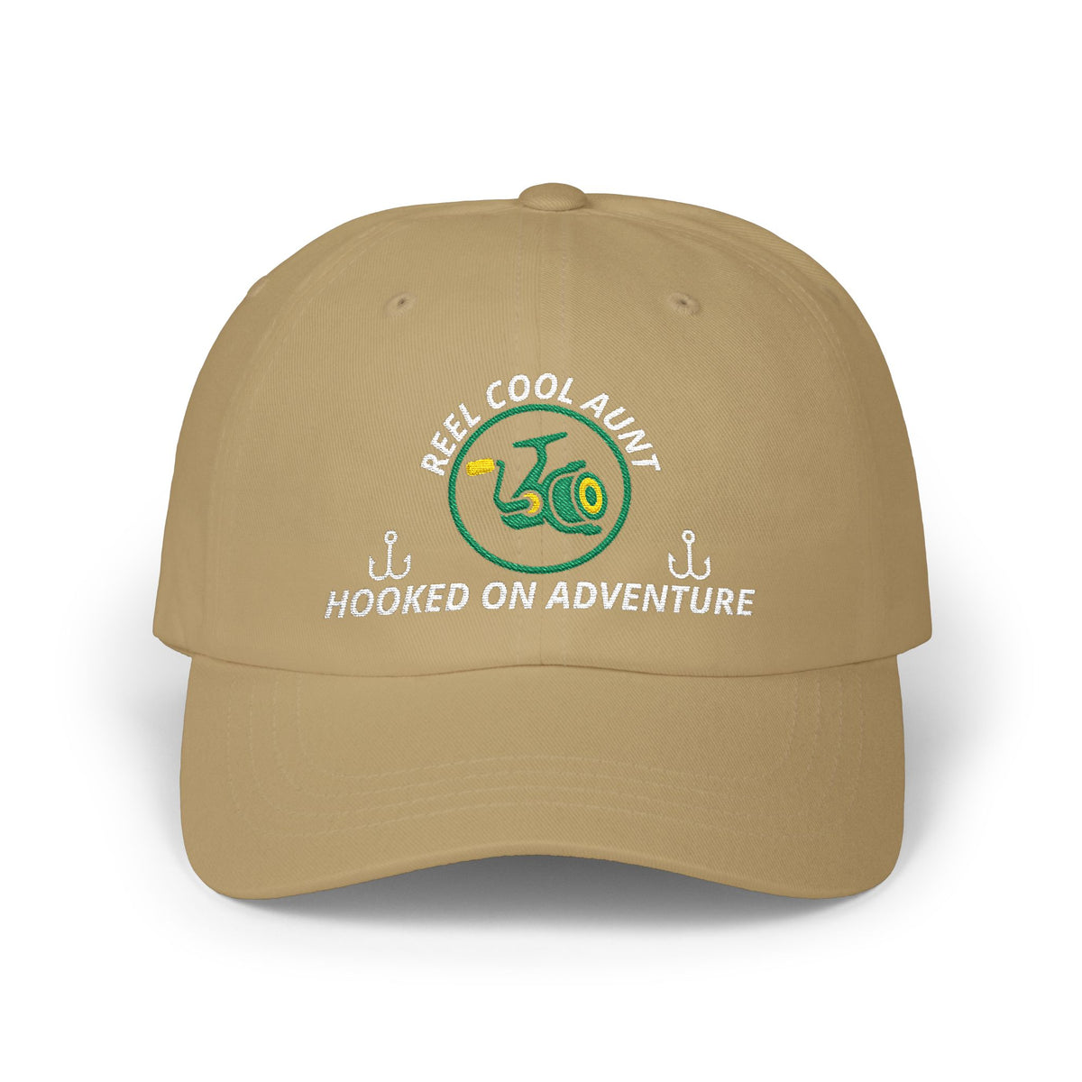 REEL COOL AUNT embroidered dad cap - Khaki - front view