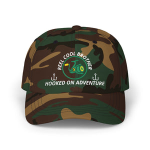 REEL COOL BROTHER embroidered dad cap - Green Camo - front view
