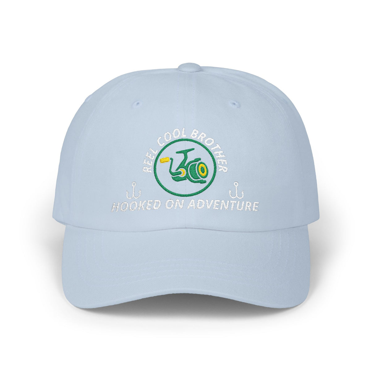 REEL COOL BROTHER embroidered dad cap - Light Blue - front view