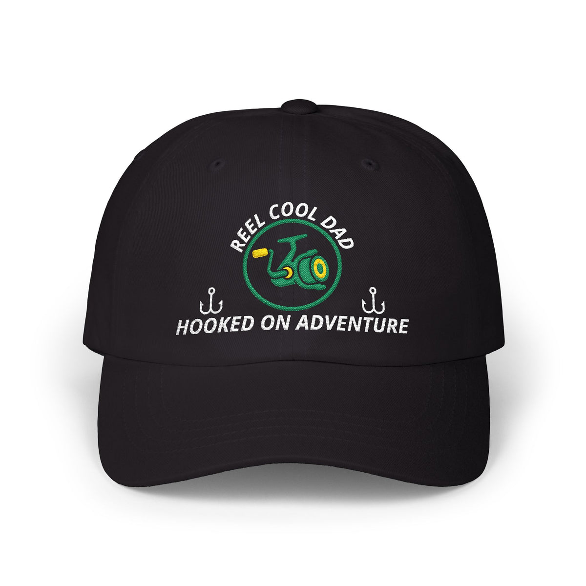 REEL COOL DAD embroidered dad cap - Black - front view
