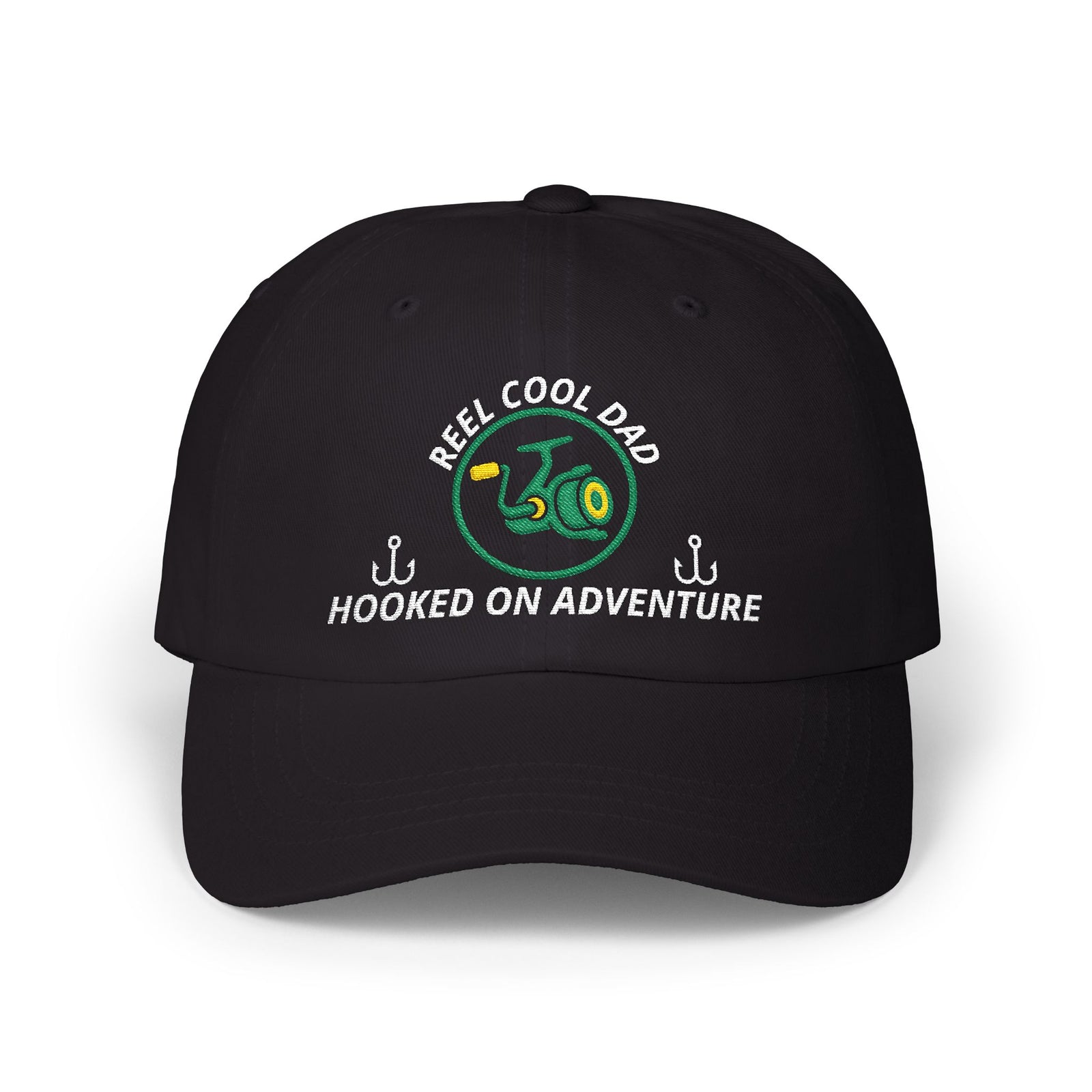 REEL COOL DAD embroidered dad cap - Black - front view