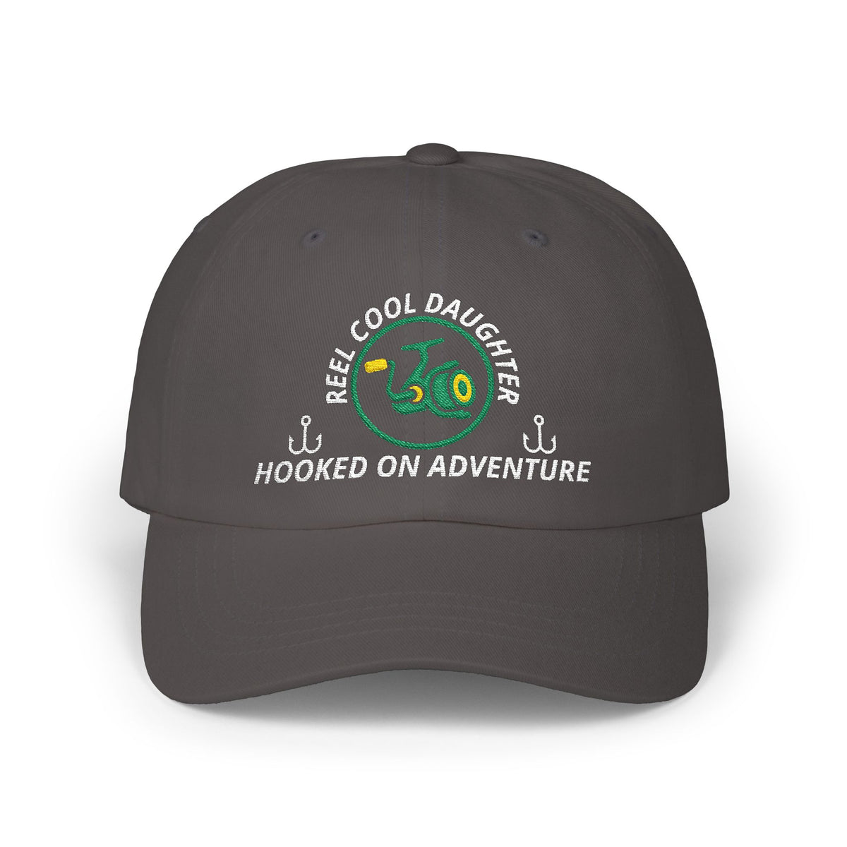 REEL COOL DAUGHTER embroidered dad cap - Dark Grey - front view