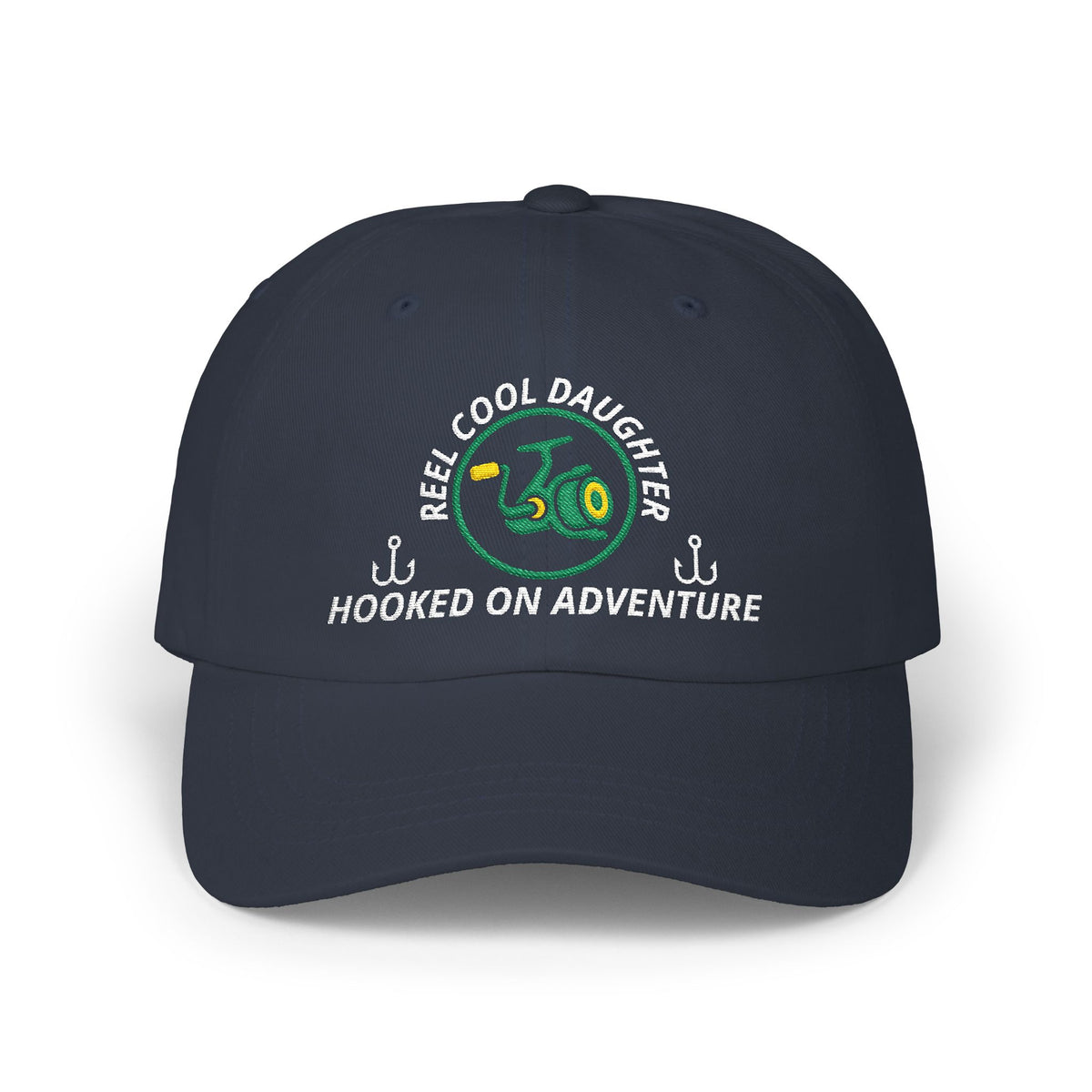 REEL COOL DAUGHTER embroidered dad cap - Navy - front view