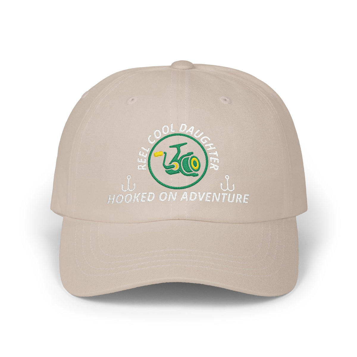 REEL COOL DAUGHTER embroidered dad cap - Stone - front view