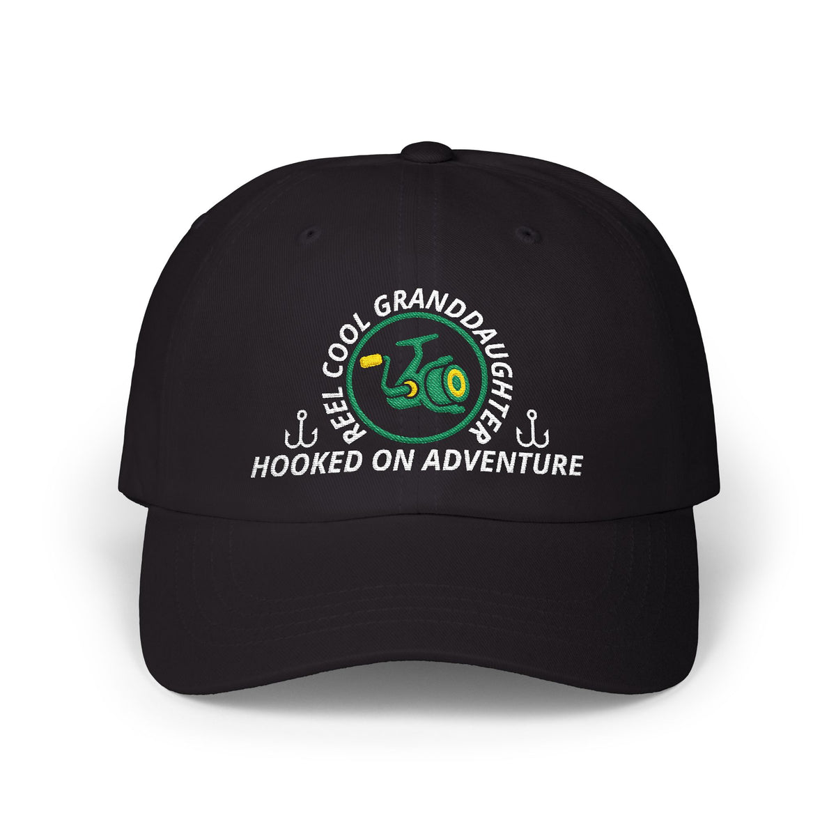 REEL COOL GRANDDAUGHTER embroidered dad cap - Black - front view