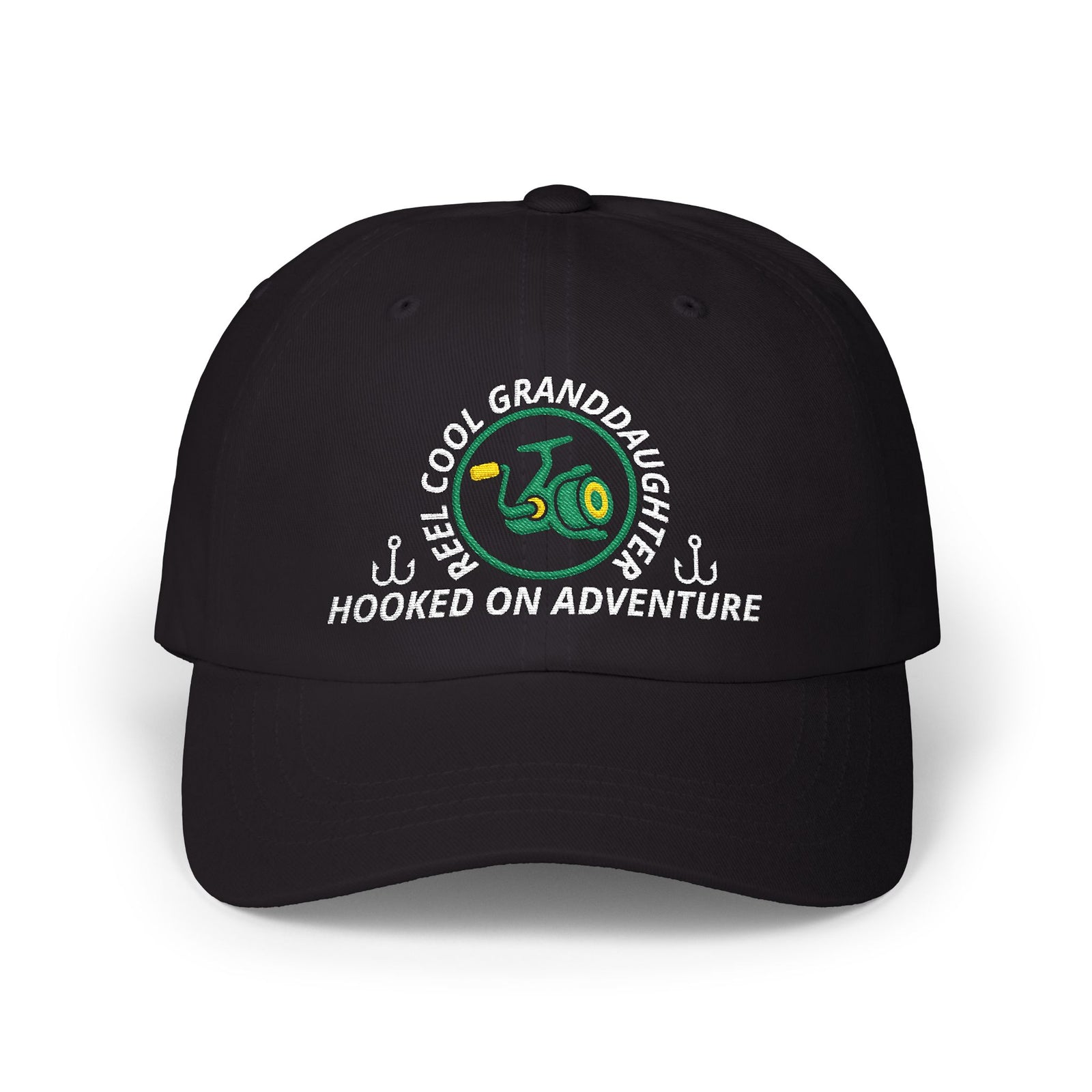 REEL COOL GRANDDAUGHTER embroidered dad cap - Black - front view