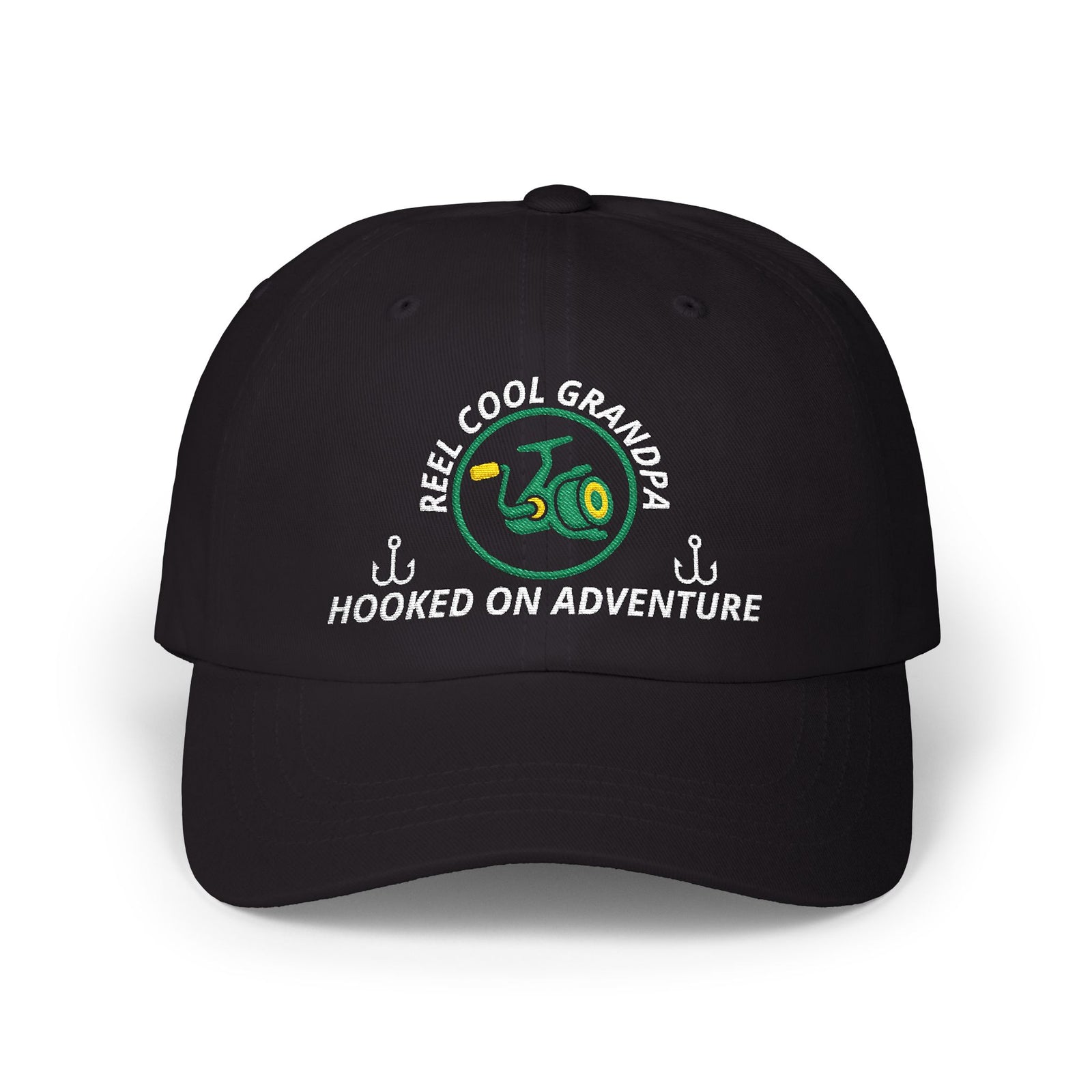 REEL COOL GRANDPA embroidered dad cap - Black - front view