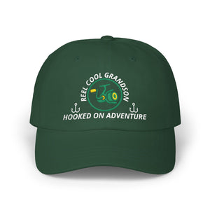 REEL COOL GRANDSON embroidered dad cap - Spruce - front view