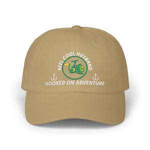 REEL COOL HUSBAND embroidered dad cap - Khaki - front view