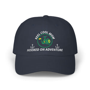 REEL COOL MOM embroidered dad cap - Navy - front view