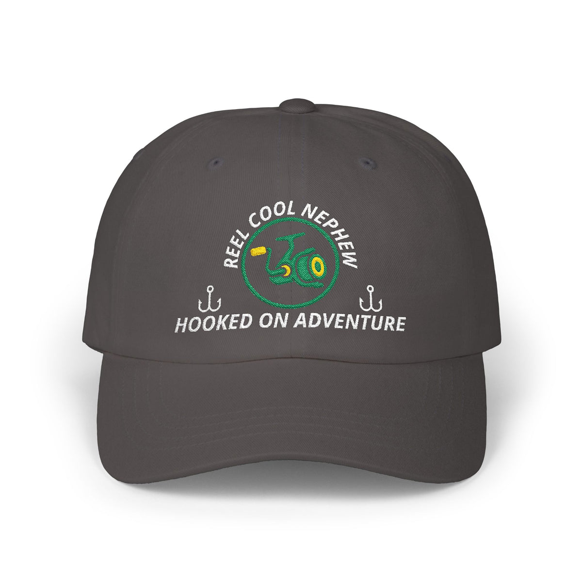 REEL COOL NEPHEW embroidered dad cap - Dark Grey - front view