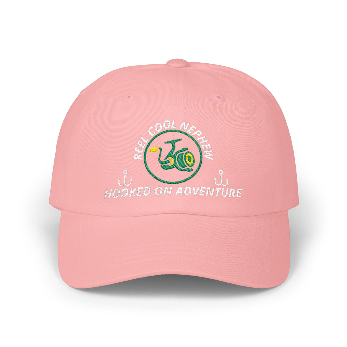 REEL COOL NEPHEW embroidered dad cap - Pink - front view